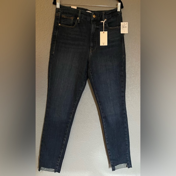 NWT Good American Good Waist Step Hem Skinny Jeans Dark Blue Denim Size 10 - Picture 5 of 13
